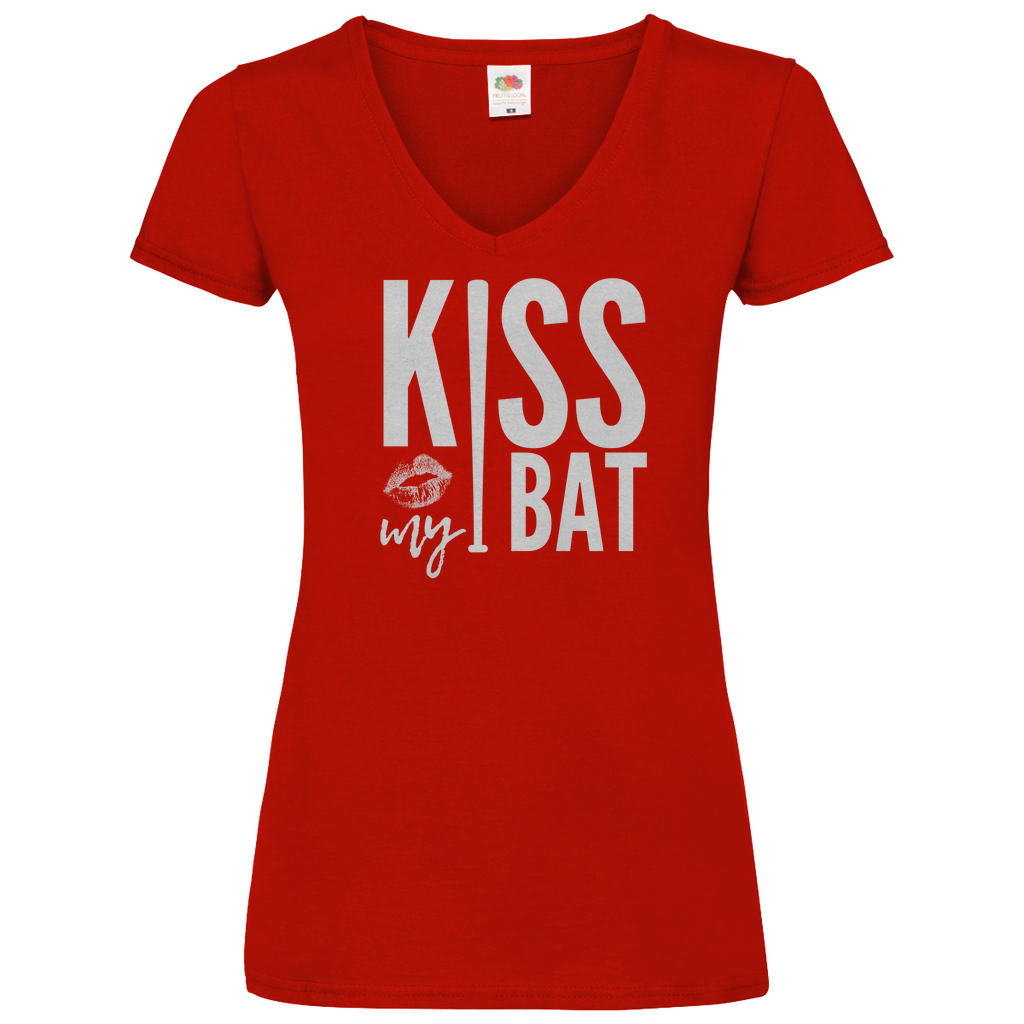 KISS MY BAT | Damen Basic V-Neck T-Shirt