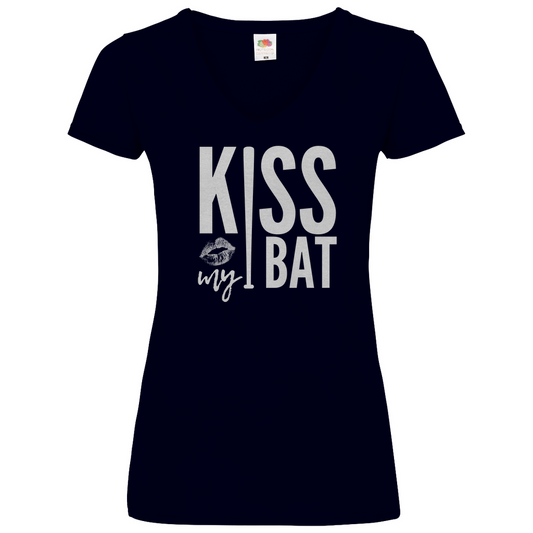 KISS MY BAT | Damen Basic V-Neck T-Shirt