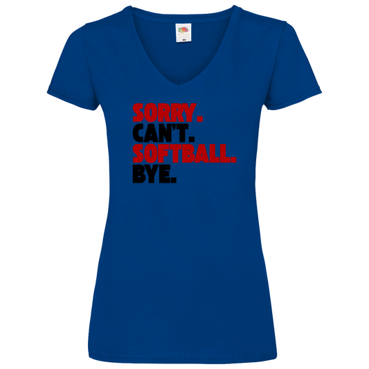 SOFTBALL. CAN'T. | Damen Basic V-Neck T-Shirt