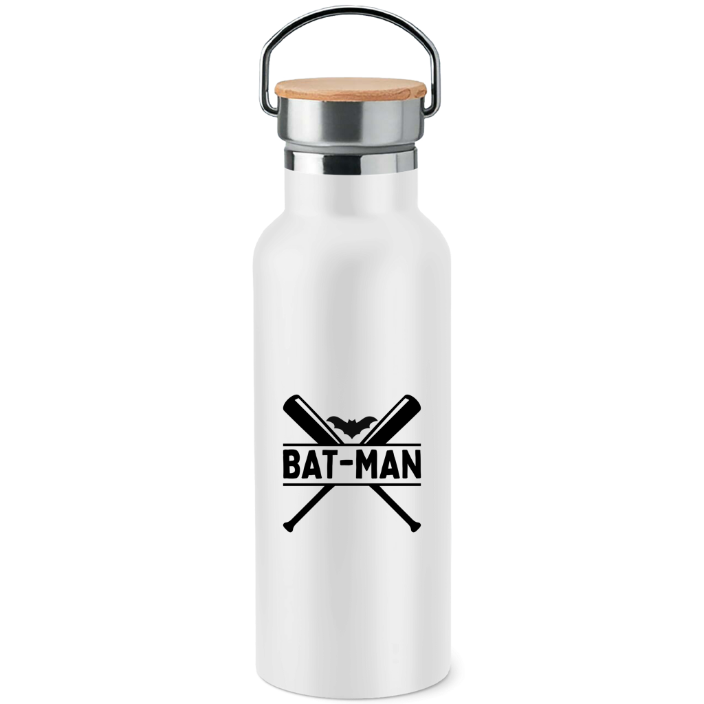 Edelstahl-Trinkflasche mit Bambusdeckel  | BAT-MAN