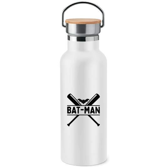 Edelstahl-Trinkflasche mit Bambusdeckel  | BAT-MAN