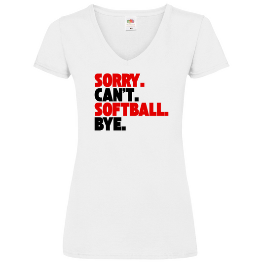 SOFTBALL. CAN'T. | Damen Basic V-Neck T-Shirt
