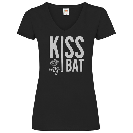 KISS MY BAT | Damen Basic V-Neck T-Shirt