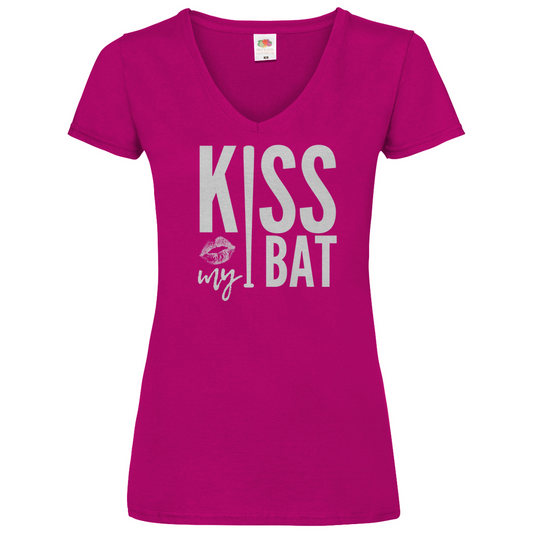 KISS MY BAT | Damen Basic V-Neck T-Shirt